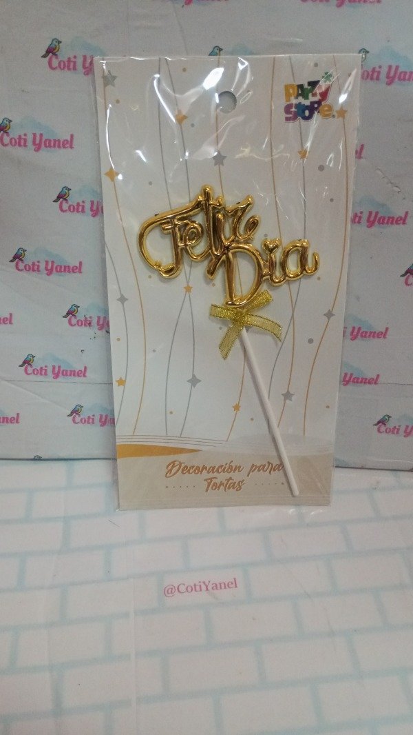 Producto - Topper Feliz dia DORADO