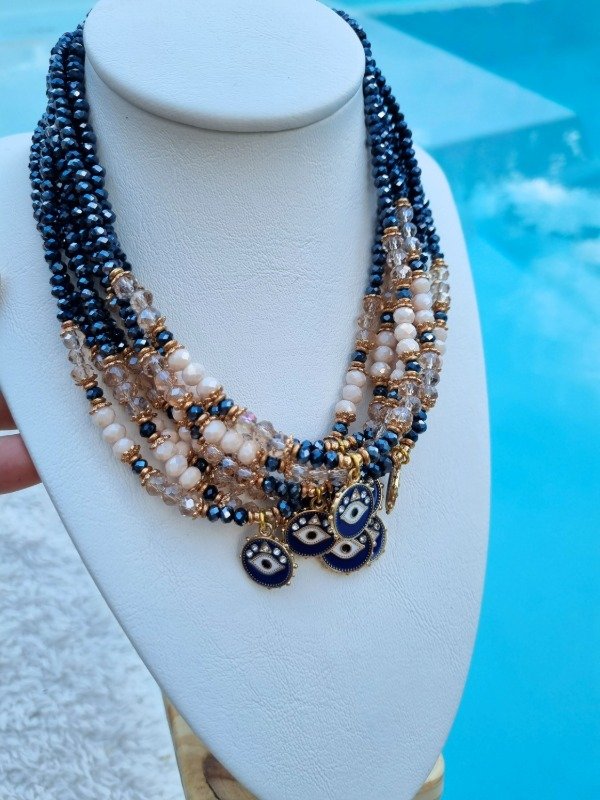 Producto - COLLAR CRISTALES OJO AZUL NOCHE