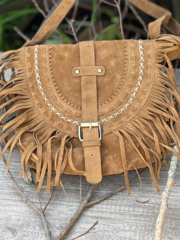 Producto - Bandolera Boho Chic con flecos Tostada