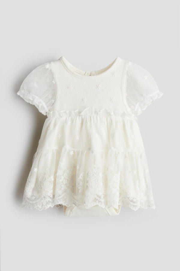 Producto - Vestido con body HyM talle 2/4 meses encsje blanco