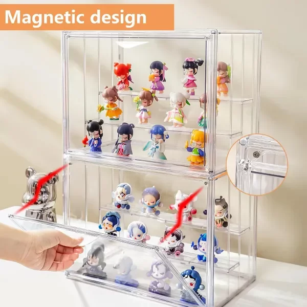 Producto - Vitrina Acrilica Transparente Con Puerta Magnetica Figuras Gashapones - 1