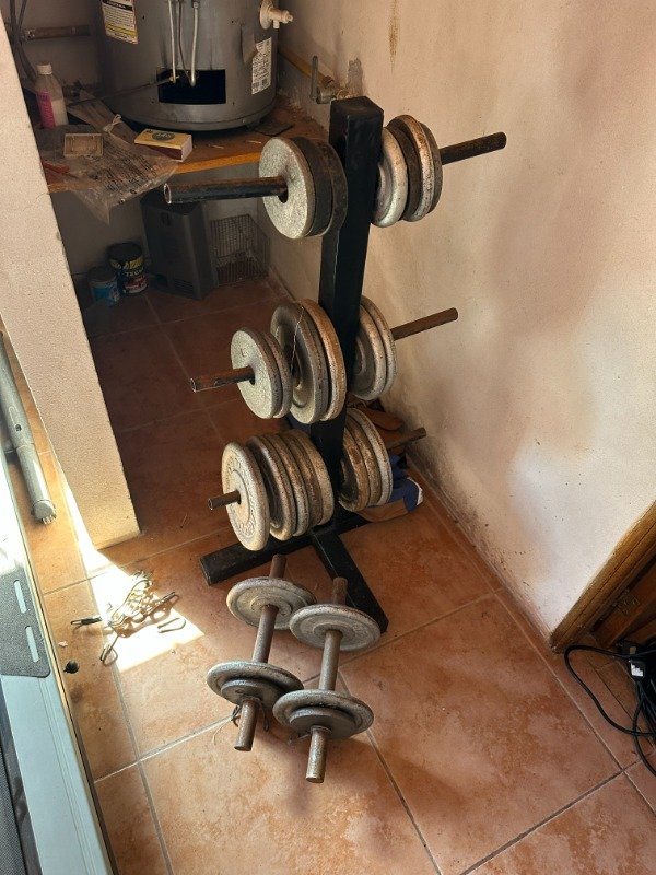Producto - LOTE DISCOS DE HIERRO (80kg) Y 2 MANCUERNAS. PRECIO POR TODO #11129