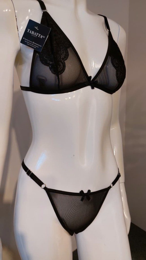 Producto - Conjunto de microtul y encaje negro - 0