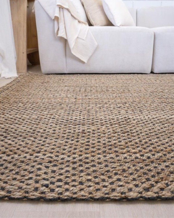 Producto - ALFOMBRA SAJEK - YUTE COMBINADO CON NEGRO - NUDOS (A PEDIDO)