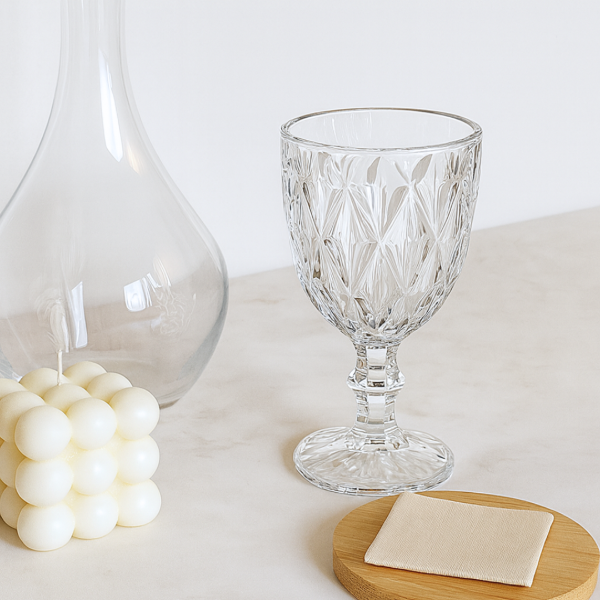 Producto - COPA DE VINO ROMBOS X6 TRANSPARENTE