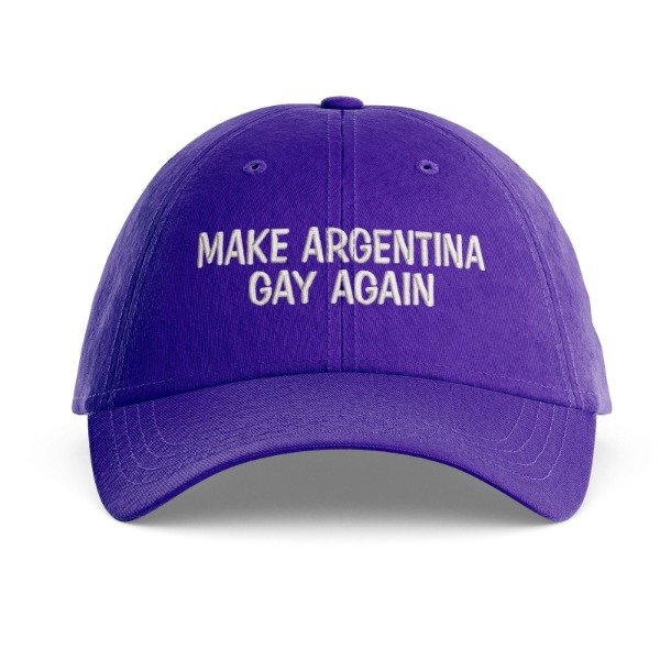 Gorra violeta Make Argentina Gay Again bordado blanco unisex