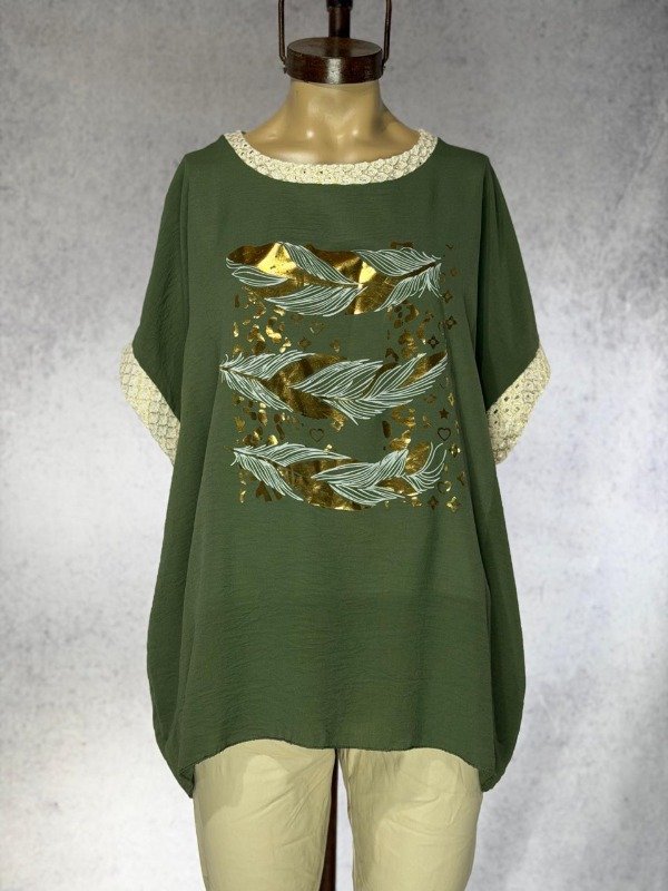 Producto - REMERA SERENA VERDE  ITALIANA COMBINADA