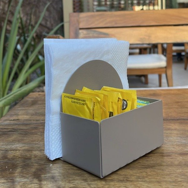 Producto - Porta servilletas y sobrecitos de azúcar y edulcorante de chapa / CURVO - 1