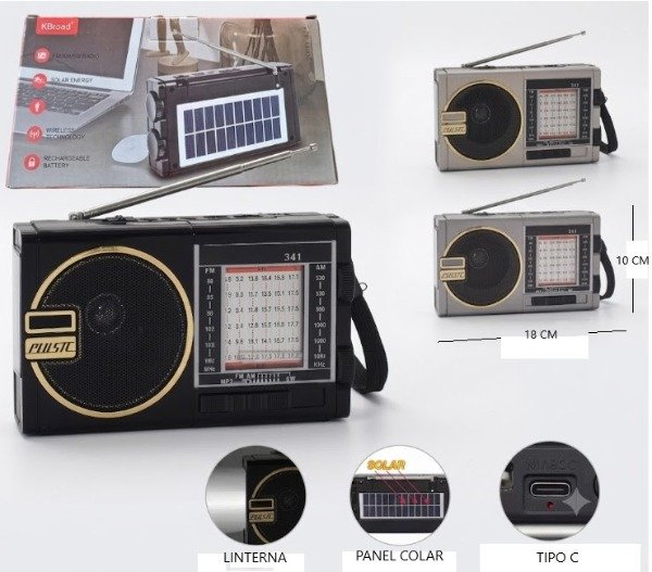 Producto - Radio Am/fm con carga solar y linterna Ktf-1490S - 1