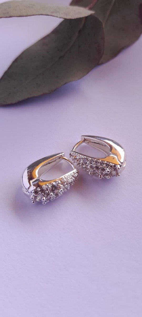 Producto - Aros acero blanco canasta strass