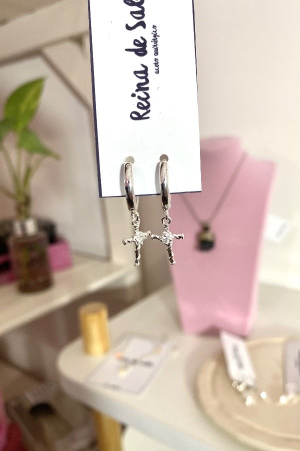 Producto - Argollitas con cruz ac.quirurg blanco