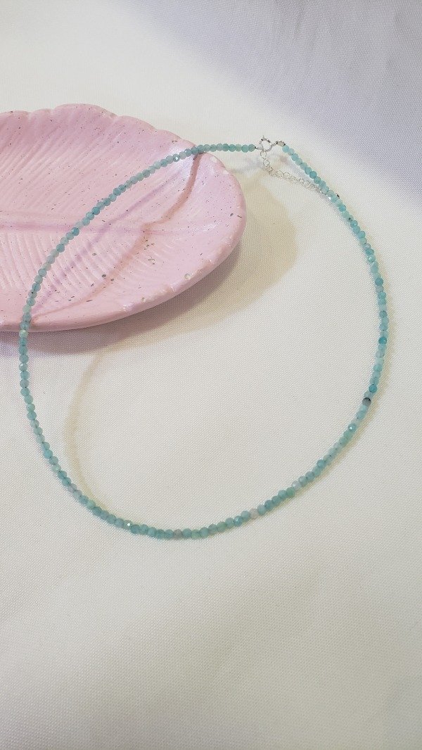 Producto - Collar piedras celeste plata