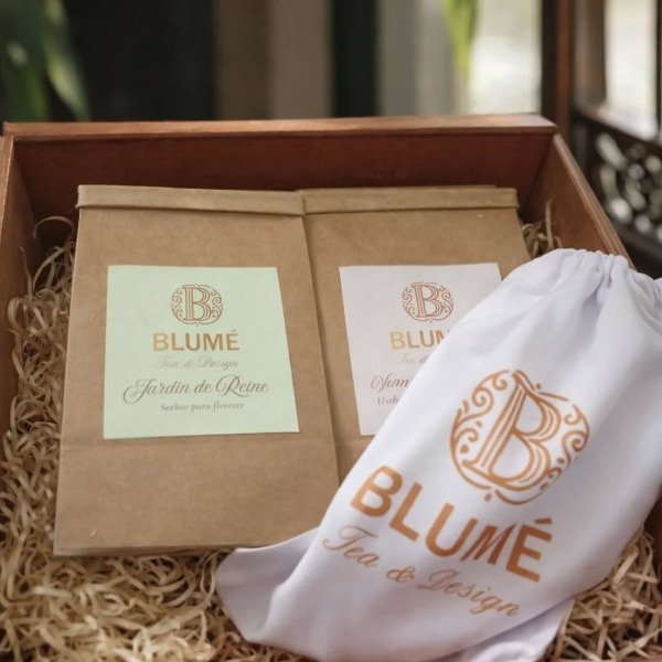 Producto - Caja cedro con dos blends a elección y un infusor en bolsita de tel