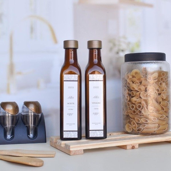 Producto - BOTELLA DE ACEITE Y VINAGRE LINEA AMBAR