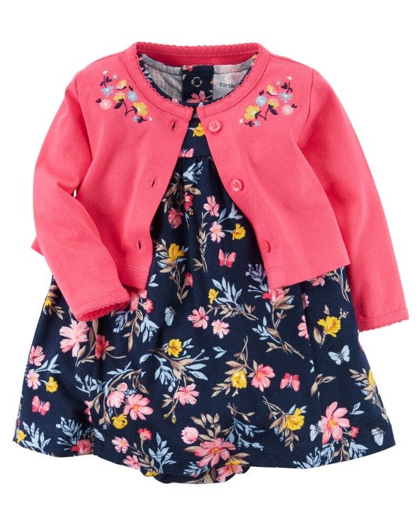 Producto - Conjunto Vestido y Saquito Azul Floreado