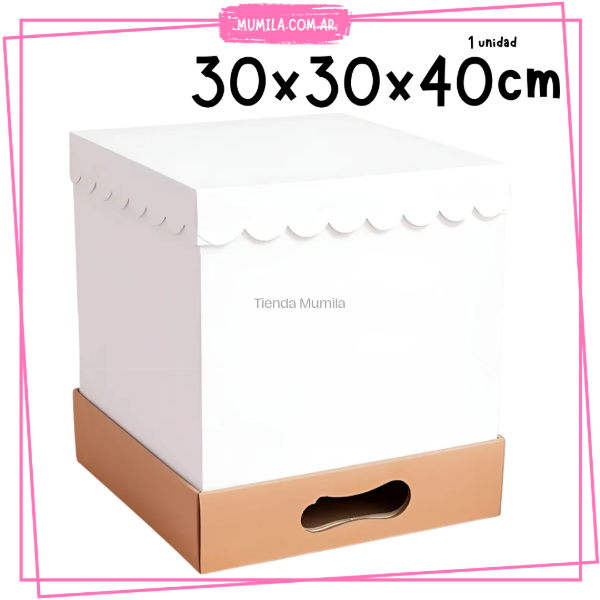 Producto - Caja Torta 30x30x40cm Blanca