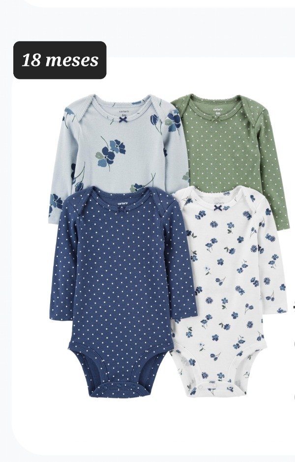 Pack de 4 body carters talle 18 meses azul