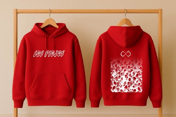Producto - BUZO ROJO CANGURO LOS PIOJOS DEGRADE
