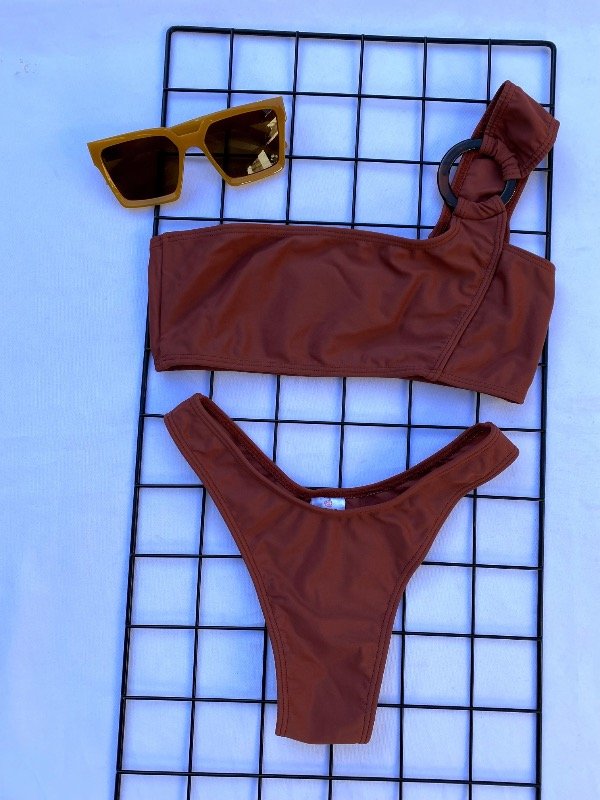 Producto - Bikini un solo hombro / marrón