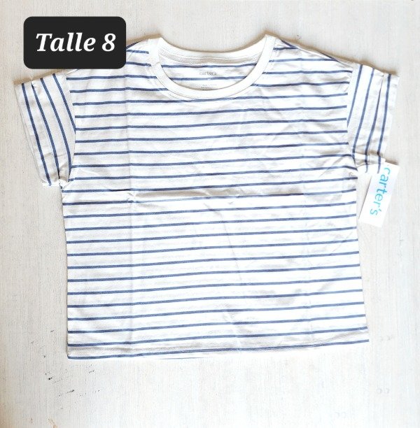 Remera manga corta carters talle 8 rayada azul — imagen 2