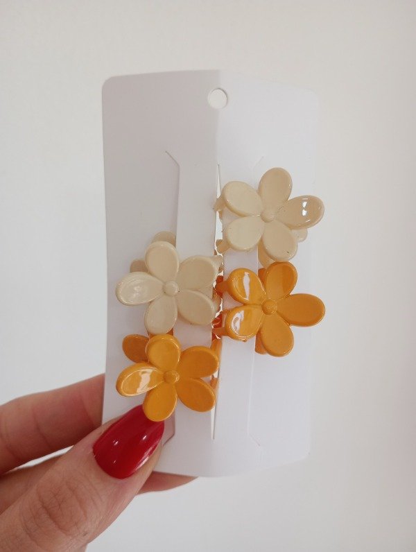 Producto - Broches Set X4 Flores Crudo