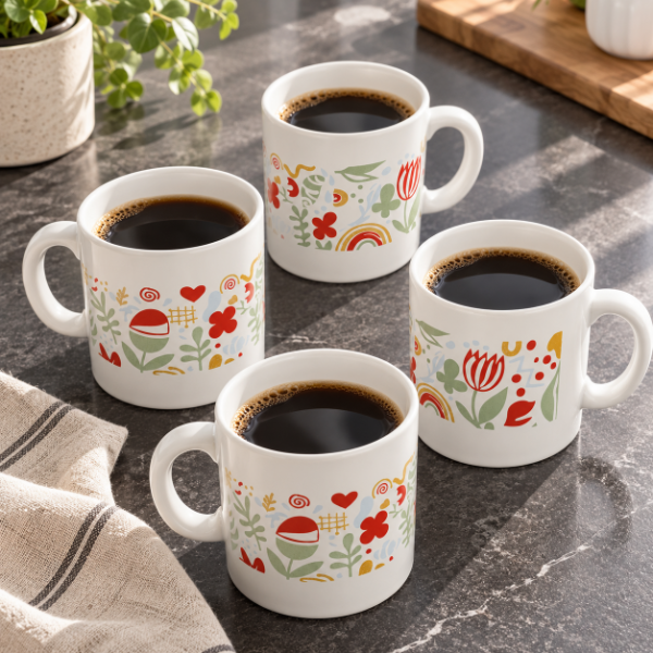 Producto - SET BOHO DE 4 TAZAS RECTAS DE CERAMICA VITRIFICADAS - 2