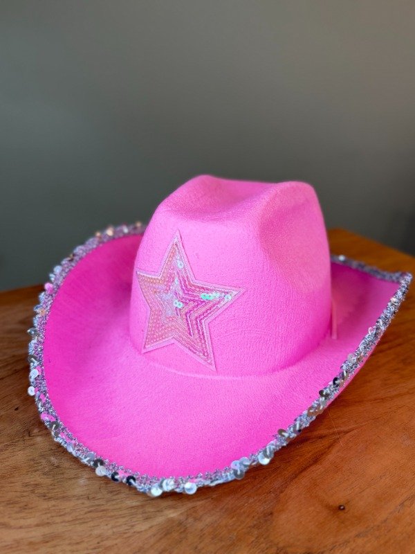 Producto - Sombrero Cowboy lentejuelas rosa con plateado
