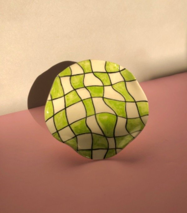 Producto - Plato 14cm Irregular Damero Verde - 1