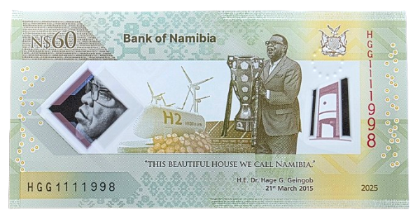 Producto - Namibia 60 Dollars (2025) Turbina eólicas (Polímero) Pick.19 Unc