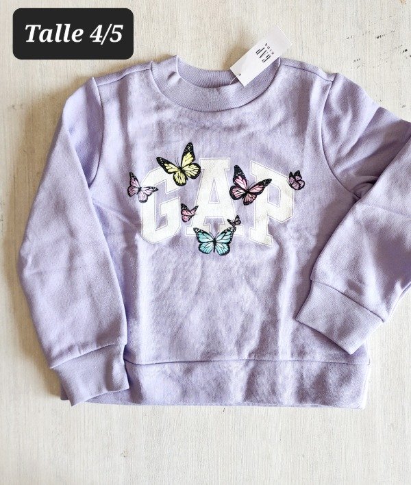 Buzo con friza gap talle 4/5 lila mariposas — imagen 2