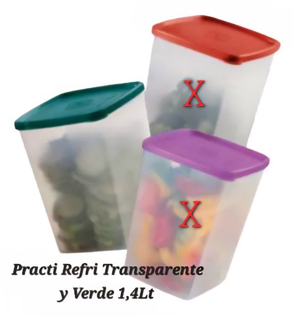 Producto - Practirefri Transparente y Verde 1,4Lt Tupperware