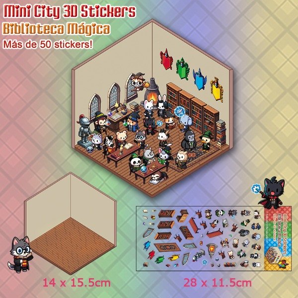 Producto - Mini City Stickers 3D - Librería Mágica / Magic Library