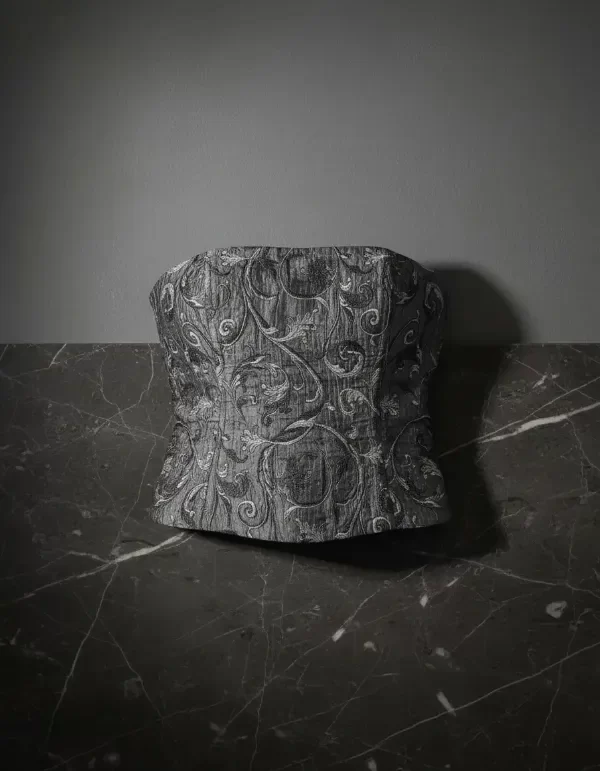 Producto - Corset armado de fiesta bordado gris con cierre - 3