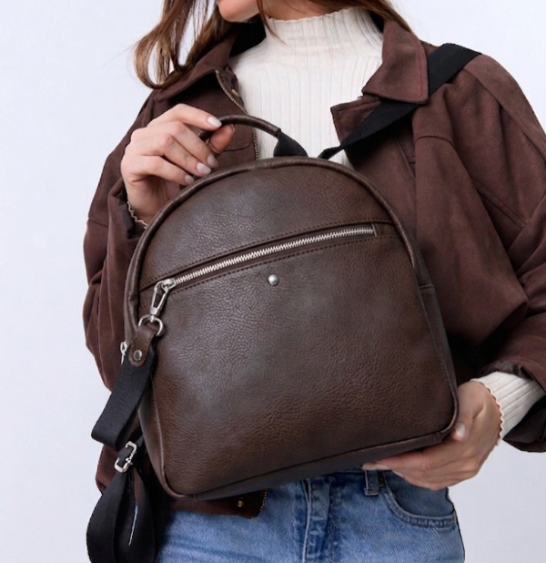 Producto - Mochila Olivia Cuero PU Cafe - 0