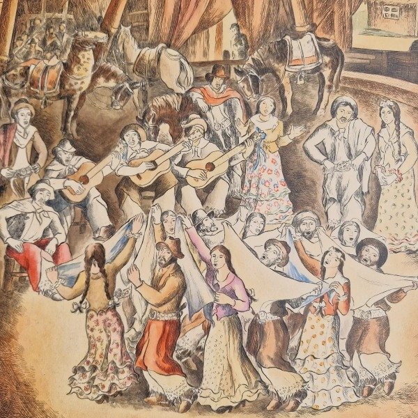 Producto - Melgarejo Muñoz, Wladimiro - El pericón (viejo circo criollo), tinta y acuarela - 0