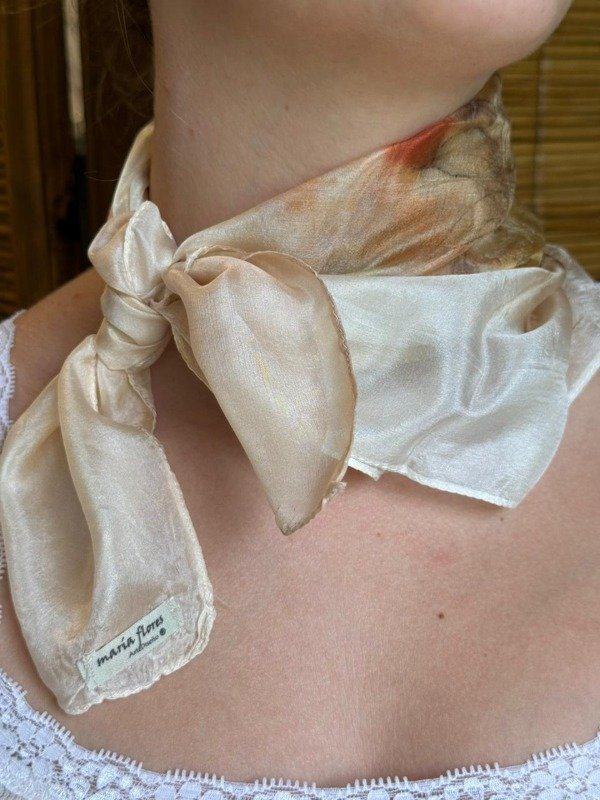 Producto - Pañuelo ECOPRINT Seda Natural TERRACOTA