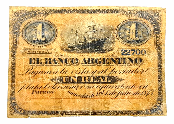 Producto - Banco Argentino 1 Real Plata Boliviana 1873 ENR-77//S.1497 Rareza-6
