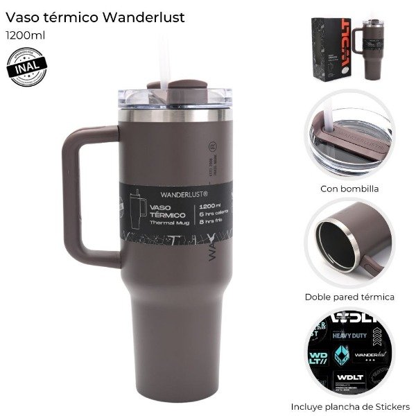 Producto - Vaso Termico con Bombilla 1200 ML VERDE- WANDERLUST - 0