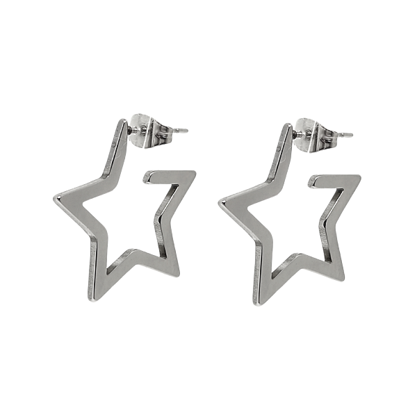 Producto - Aros de acero quirúrgico - Colgantes - Estrella - 3.5cm