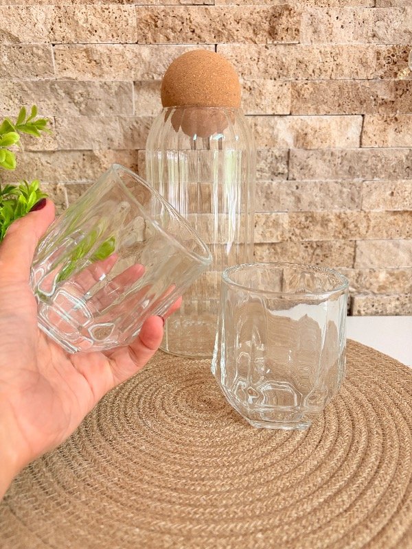 Producto - Vasos hexagonales 270ml  trago corto transparente caja x 6 unidades