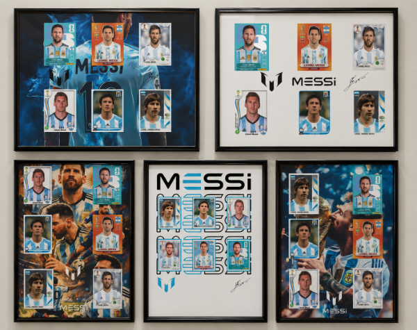 Producto - Set 5 Laminas Cuadros Messi Viral Figuritas Mundiales Imprimible