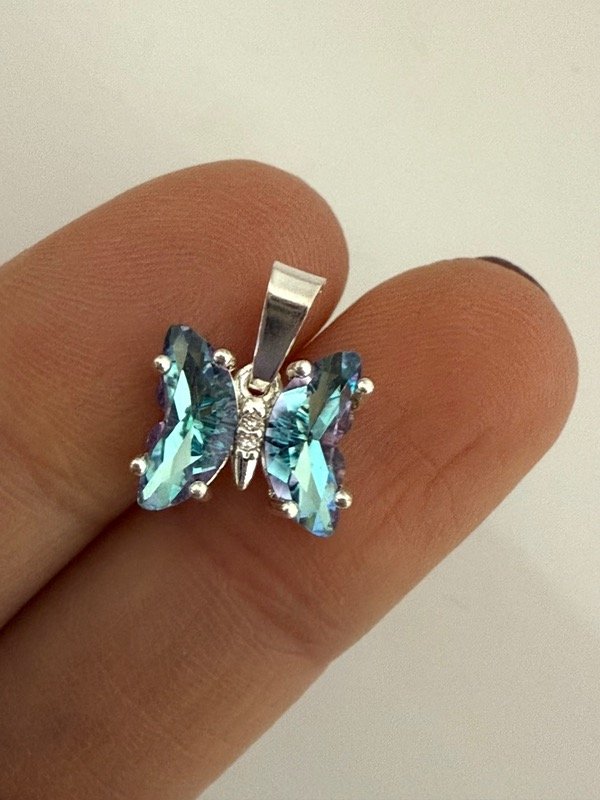 Producto - DB630 Dije mariposa celeste acero blanco 1 cm
