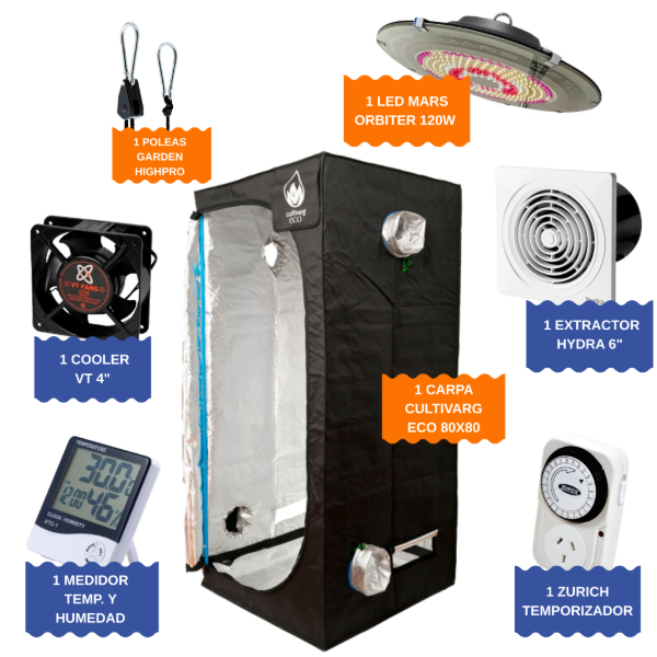 Producto - KIT INDOOR CARPA CULTIVARG ECO 80X80 + MARS ORBITER + ACCESORIOS