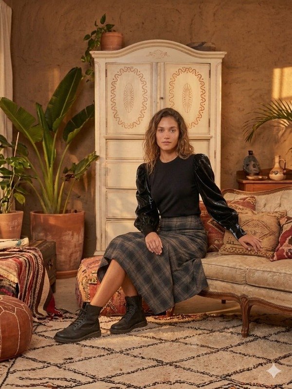 Producto - Pollera alba negra