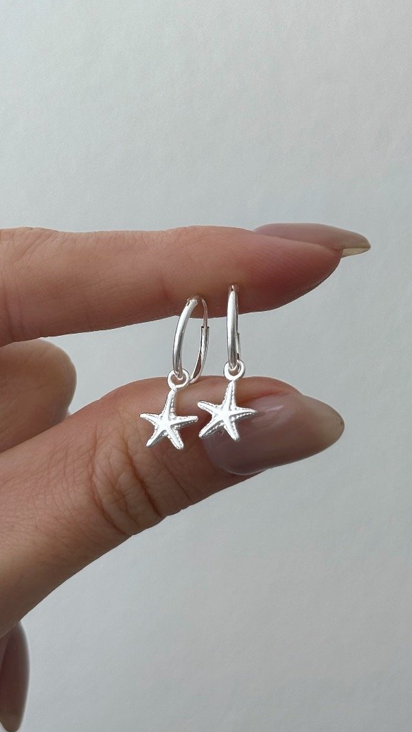 Producto - Argollas 1,4cm estrella mar lisa P925 - 1