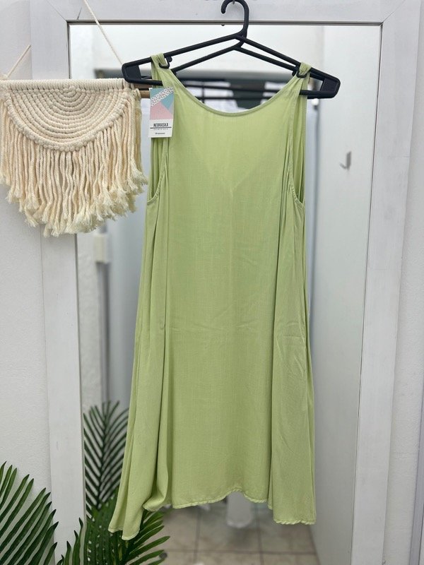 Producto - vestido lino verde manzana