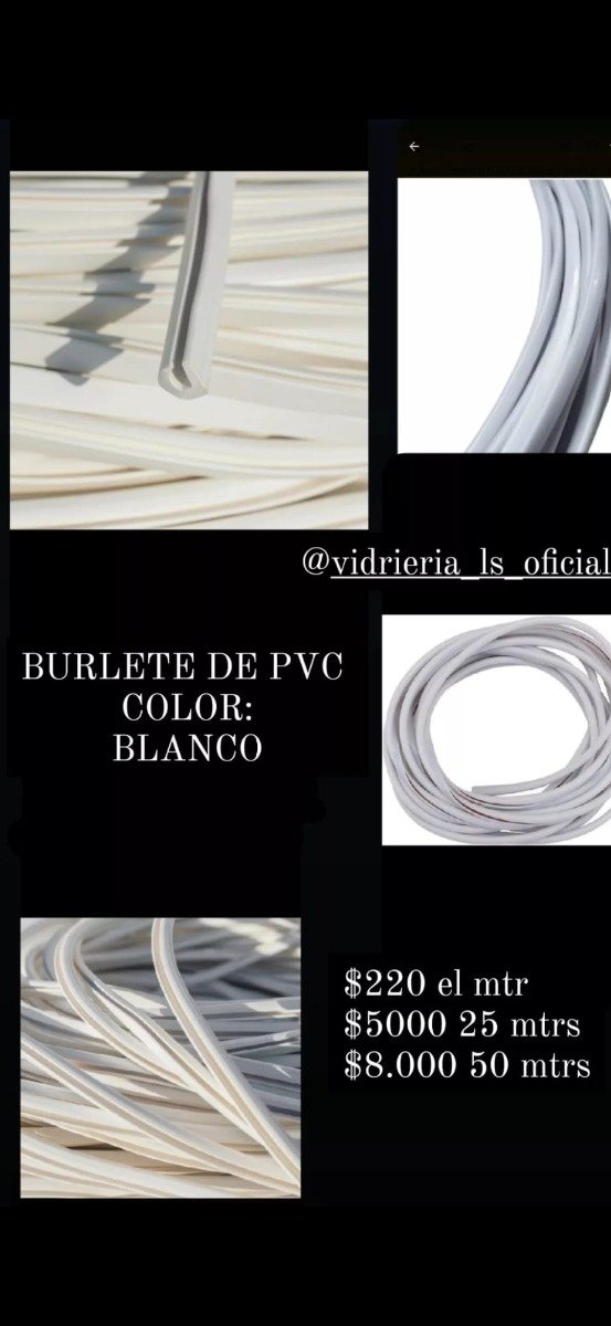 BURLETE DE PVC X METRO O ROLLO Vidrieria LyS BURLETE DE PVC X METRO O ROLLO Vidrieria LyS