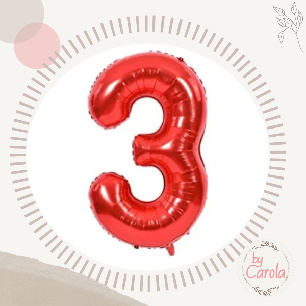 Producto - GLOBO METALIZADO NUMERO TRES 40" ROJO