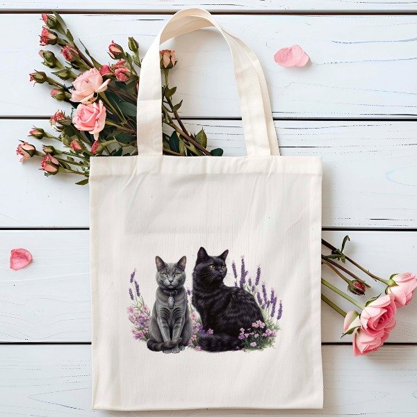 Producto - Tote Bag : Gatos y Flores