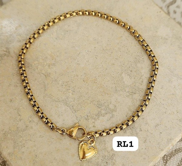Producto - Pulsera rolo cuadrada dije corazón - 1